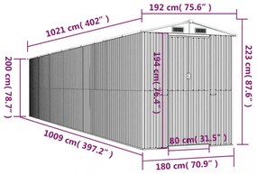 zöld horganyzott acél kerti fészer 192x1021x223 cm