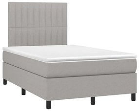 világosszürke szövet rugós és LED-es ágy matraccal 120 x 200 cm