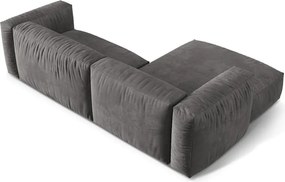 Szürke bársony moduláris sarokkanapé (bal oldali-heverő résszel) Martina – Micadoni