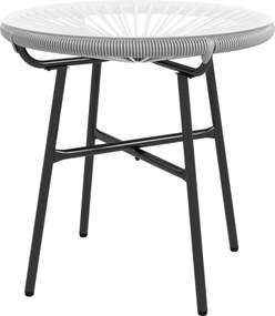 Outsunny kerek PE rattan oldaltábla üveglappal, kerti asztal kültéri bútor, kávézóasztal, kanapéasztal, bistroasztal, 50 x 50 x 50 cm, Szürke | Aosom