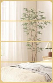 HOMCOM ipari ablakos fali tükör, arany fémkeret, téglalap, vízszintes vagy függőleges – 109 x 69 cm | Aosom