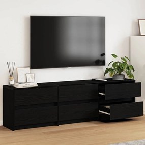 TV szekrény fiókkal Fekete 182 x 34 x 50 cm Faanyag