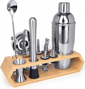 Ital csapos szett 12 db-os shaker 750 ml muddler jigger szita állvány