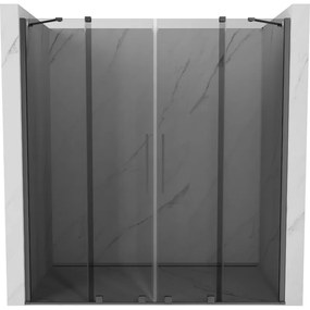 Mexen Velar Duo, tolózuhanyajtó nyitáshoz 180 cm, 8 mm szürke üveg, polírozott grafit, 871-180-000-42-95