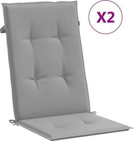 vidaXL 2 db szürke szövet kerti magas háttámlájú székpárna 120x50x3 cm