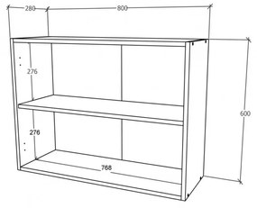 Benita 2 ajtós Felső konyhaszekrény Fehér 80x30x60 cm
