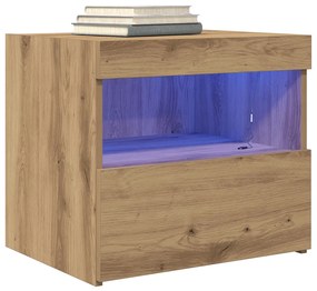 Éjjeli szekrény LED világítással 2 db Kézműves tölgy 50x40x45 cm