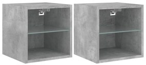 2 db betonszürke fali TV-szekrény LED-ekkel 30 x 28,5 x 30 cm