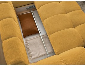 Mustársárga zsenília kinyitható-tárolóhelyes sarokkanapé (jobb oldali-L alakú) Everest – Bobochic Paris