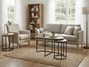 Konferenciasztal TWIXE kis asztalkákkal 75x40 cm, fekete/tölgy artisan dekorációval