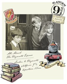 Művészi plakát Harry Potter - Hermione, Harry és Ron