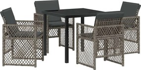 vidaXL Kert étkező szett 5 pcs Szürke polirattan