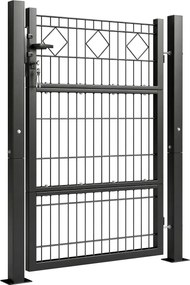 Outsunny horganyzott fém kerti kapu 100 x 131 cm fogantyúval, lakattal és 3 kulccsal, 2 oszloppal - sötétszürke | Aosom