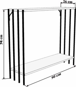 Konzolasztal, atlanti fenyő, 90x26x74 cm
