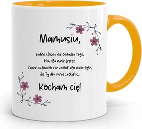 Sárga Bögre Ajándék Anyukáknak Szeretlek fényképes nyomattal