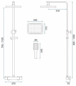 Rea Tom, zuhanygarnitúra termosztatikus csapteleppel, fekete matt, REA-P7101