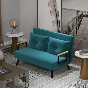 HOMCOM 2 személyes kihúzható kanapé - 5 állítható háttámlával és 2 párnával, bársonyos hatású anyag, 102 x 73 x 81 cm | Aosom