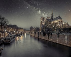Poszter 50x40cm Notre-Dame de Paris éjszaka, Assaf Frank