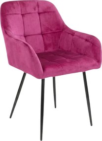 Sötét rózsaszín LOREN VELVET étkezőfotel fekete lábakkal