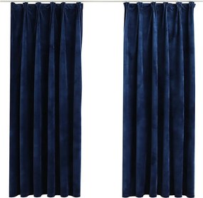 vidaXL 2 db sötétkék bársony sötétítőfüggöny kampókkal 140 x 175 cm