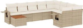 vidaXL 10 részes bézs polyrattan kerti ülőgarnitúra párnával