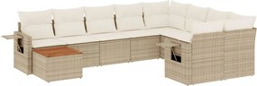 vidaXL 10 részes bézs polyrattan kerti ülőgarnitúra párnával