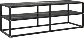 vidaXL fekete TV-szekrény fekete márvány mintás üveggel 120x40x40 cm