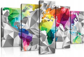 Vászonkép 100x60 Világtérkép geometrikus poligon színes absztrakt