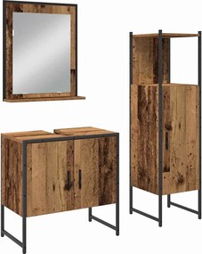 vidaXL Fürdőszoba bútor szett polcokkal tárolóval 3 pcs Barna Faanyag