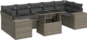 vidaXL 8 részes szürke polyrattan kerti ülőgarnitúra párnákkal