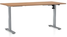 OfficeTech A állítható magasságú asztal, 160 x 80 cm, szürke alap, bükkfa