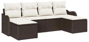 vidaXL Kerti Kanapé Szett párnával 6 pcs Barna Poli rattan