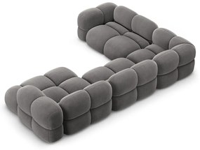 Szürke bársony sarokkanapé (bal oldali-U alakú) Loretto – Cosmopolitan Design