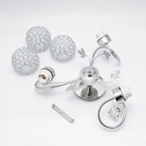 Felületre szerelhető csillár SOPHIA 3xE27/15W/230V fényezett króm/átlátszó