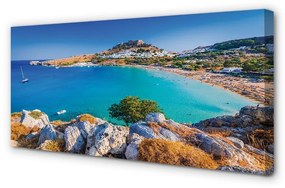 Canvas képek Görögország Coast tengerpart panoráma 120x60 cm