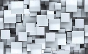 Fotótapéta fehér és szürke négyzetek minimalizmus 3D illúzió 416x254 +ragasztó