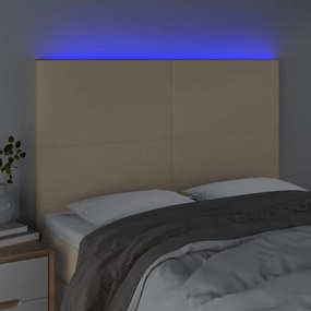 krémszínű szövet LED-es fejtámla 144x5x118/128 cm