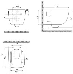 Bruckner - Rimless WALTER fali WC, kerámia, fehér