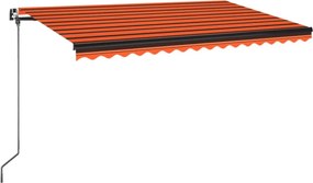 vidaXL narancs és barna kézzel kihúzható LED-es napellenző 450 x 350cm
