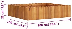 tömör akácfa kerti magaságyás 100 x 100 x 25 cm