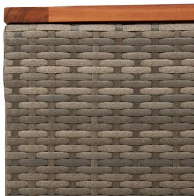 szürke polyrattan és akácfa kerti asztal 55 x 55 x 37 cm