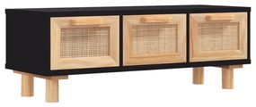 Fekete szerelt fa és tömör fenyőfa dohányzóasztal 80x40x30 cm