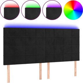 vidaXL fekete bársony LED-es fejtámla 160x5x118/128 cm
