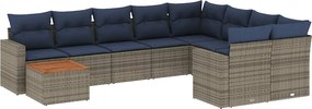 vidaXL 10 részes szürke polyrattan kerti ülőgarnitúra párnával