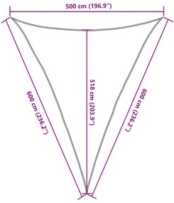 világosszürke háromszög alakú HDPE napvitorla 160 g/m² 5x6x6 m
