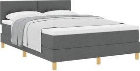 vidaXL Boxrugós ágy matracmal Sötétszürke 140 x 190 cm szövet