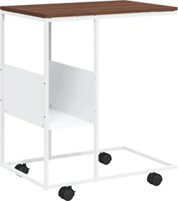 vidaXL fehér szerelt fa kisasztal kerekekkel 55x36x63,5 cm