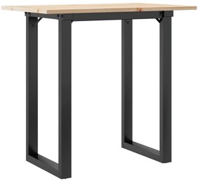 Tömör fenyőfa és acél étkezőasztal O-vázzal 80x50x75 cm