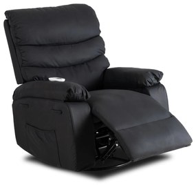 Elektromosan Vezérelhető Masszázsfunkciós Relaxfotel Fotel Fekete Színben. BRUCE