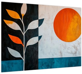 Üveg kép - Növény és nap absztrakciója (70x50 cm)